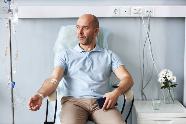 man sitting down during iv infusion session