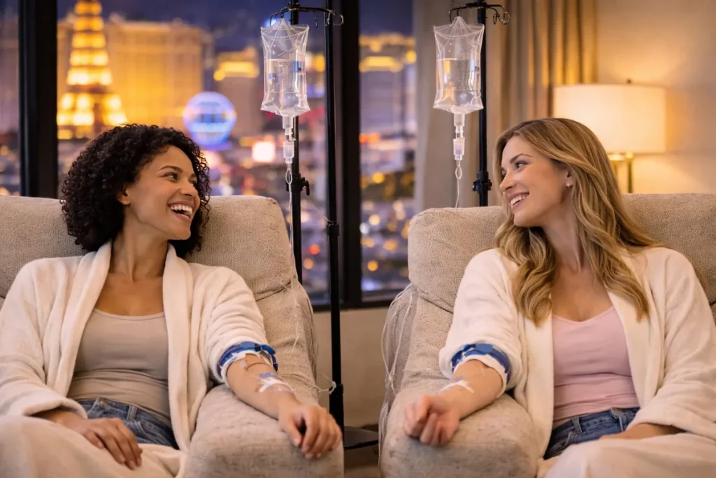 Las Vegas mobile IV therapy vitamin drip prepared for an in-home visit