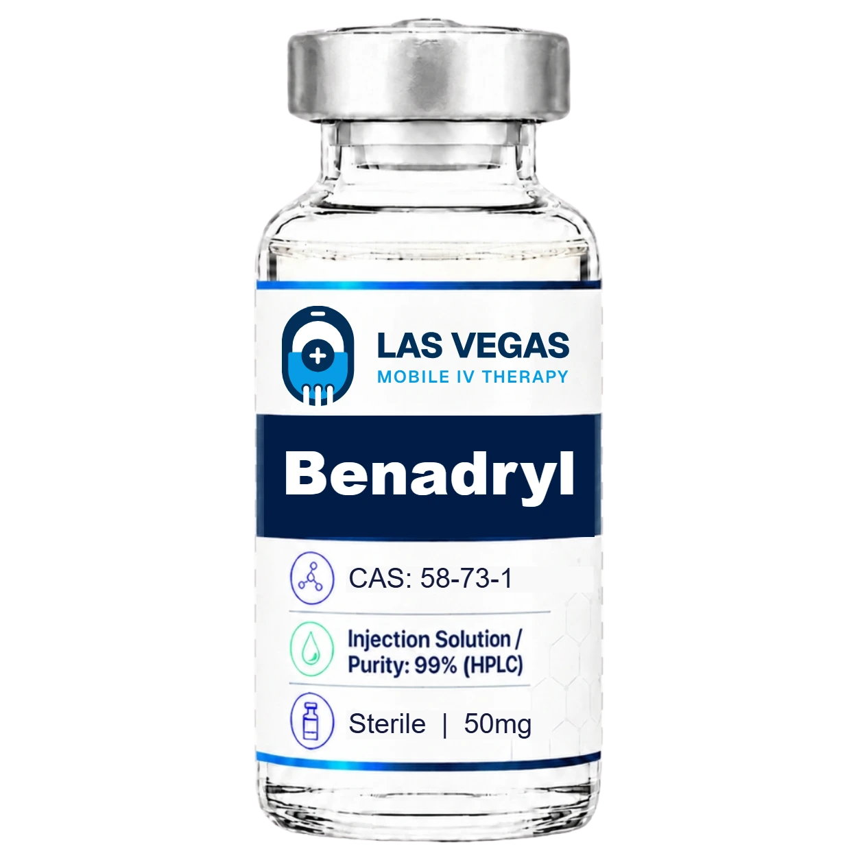 Hangover IV 10 Benadryl (diphenhydramine) injection vial, Las Vegas Mobile IV Therapy
