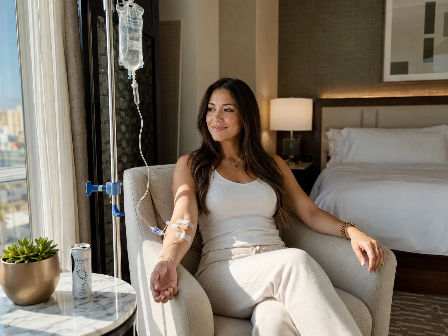 Mobile IV therapy recovery visit in a Las Vegas hotel room