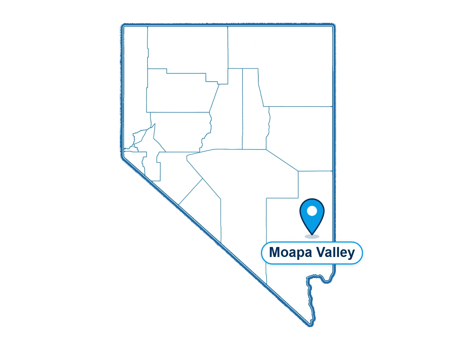 Map of Nevada highlighting the Moapa Valley and Southern Nevada Mobile IV Therapy service area