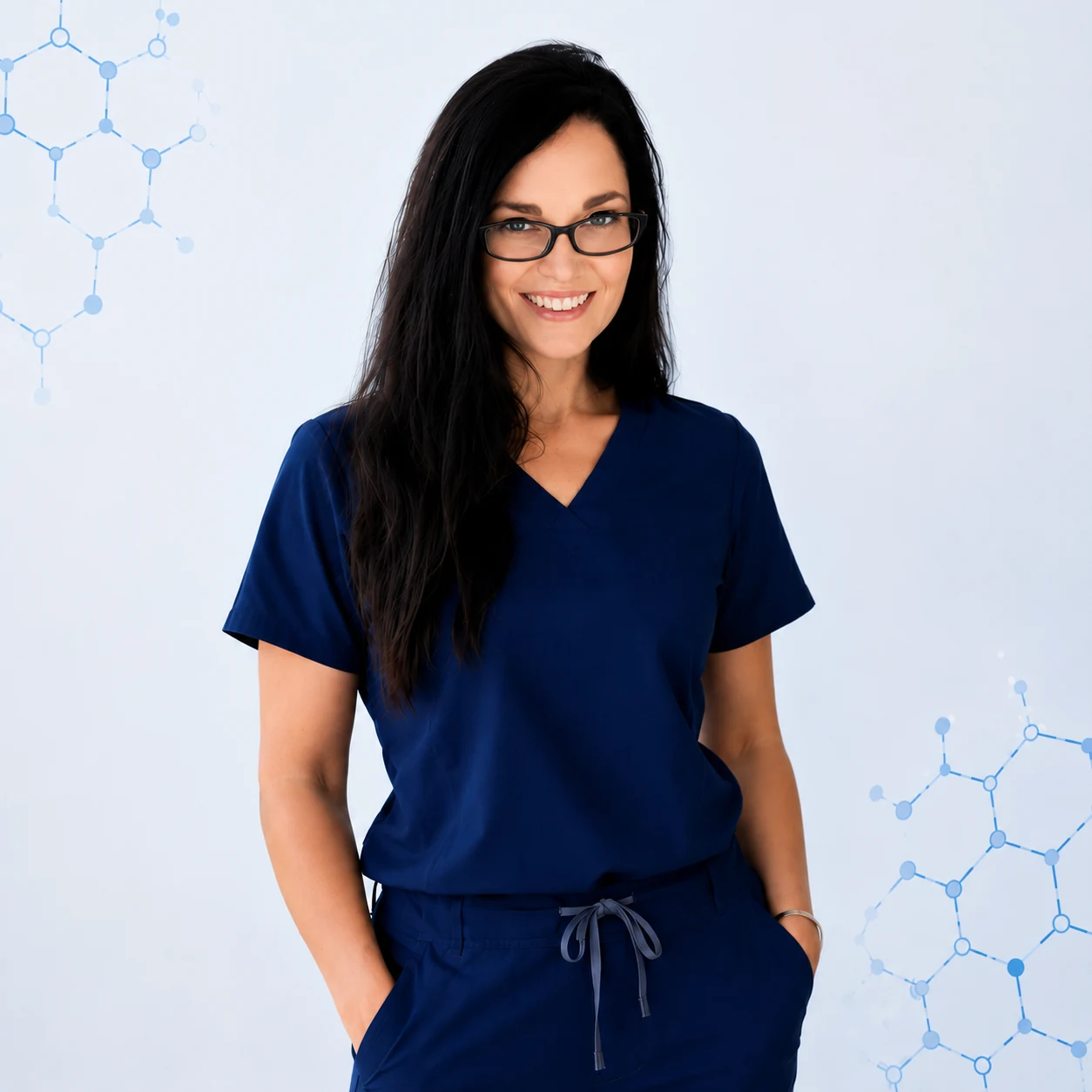 Vanessa Cabrera, RN, a registered nurse with Las Vegas Mobile IV Therapy, in navy scrubs