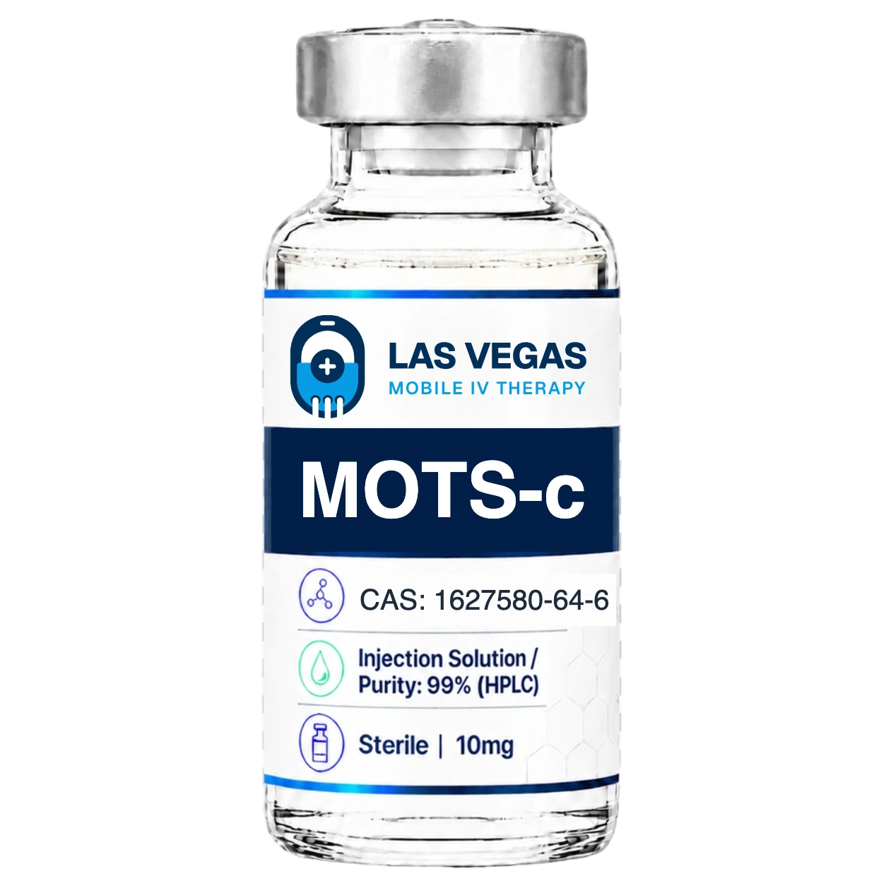 MOTS-c compounded peptide vial dispensed by Las Vegas Mobile IV Therapy in Las Vegas, Nevada